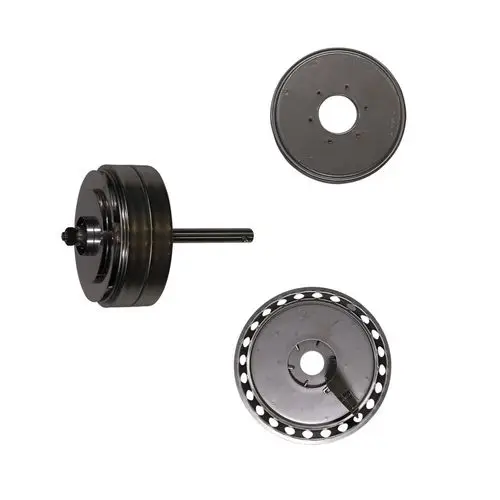 Ersatzteilset von Grundfos mit mehreren Komponenten, darunter eine Laufgruppe und mehrere Scheiben. Alle Teile sind in einem klaren, funktionalen Design angeordnet.