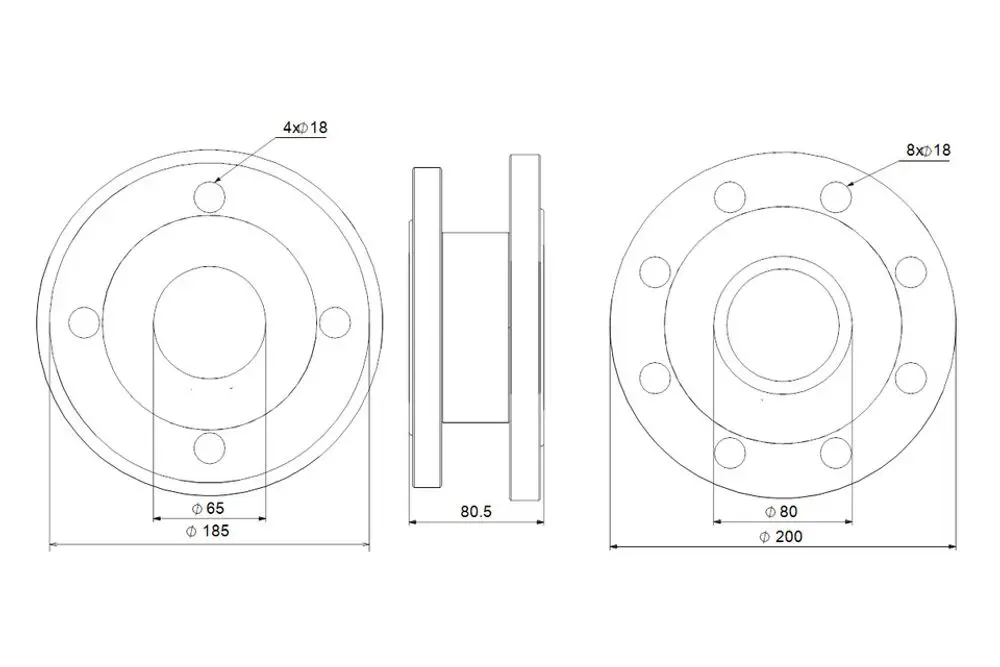 Technische Zeichnung eines Zubehörs von Grundfos für Umwälzpumpen, das links und rechts verschiedene Ansichten zeigt. Maße und Bohrungen sind klar dargestellt.