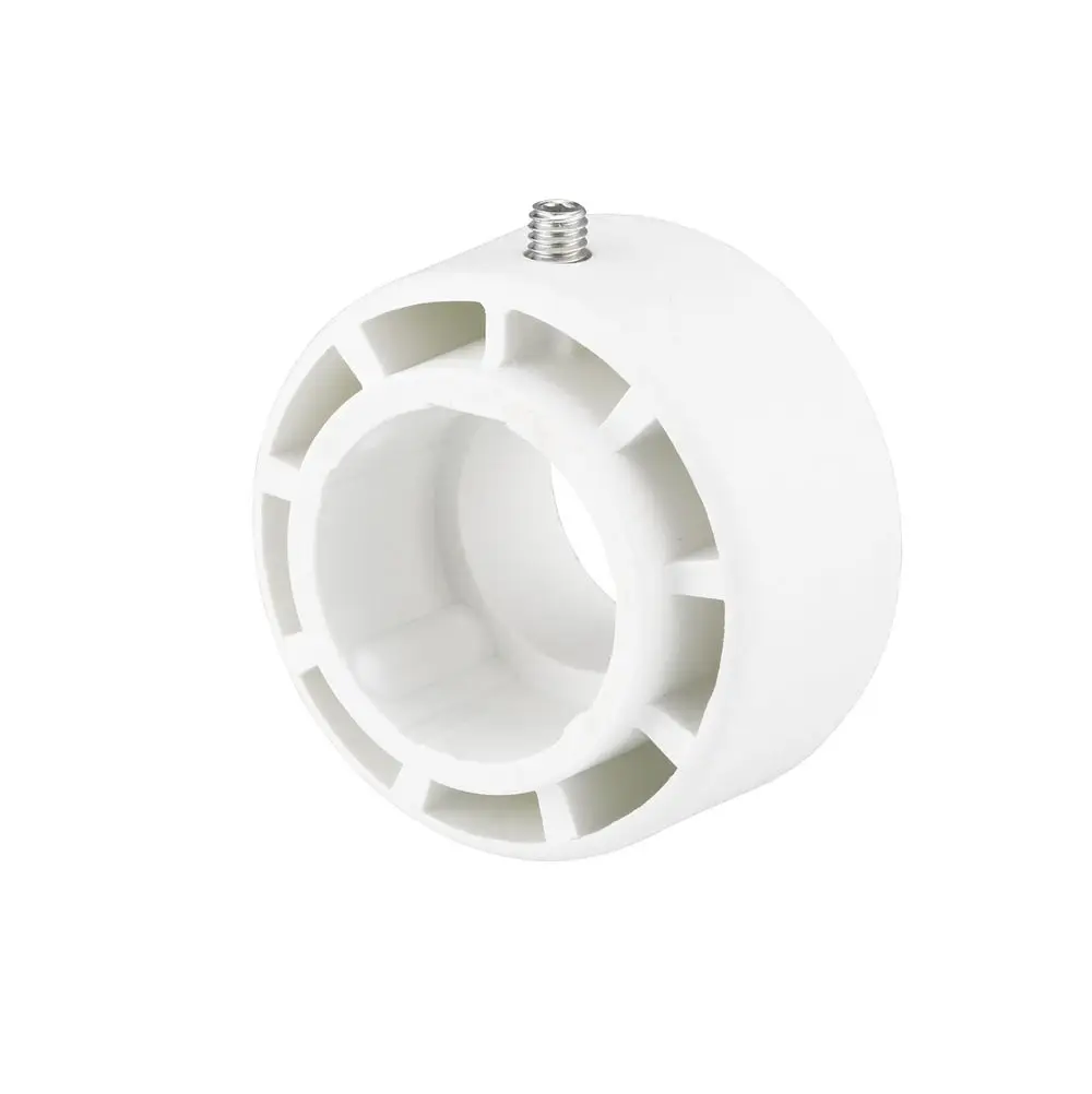 Weißer Adapter mit Innenbohrung, geeignet für Danfoss-Geräte. Er besitzt ein Gewinde an der Oberseite und eine strukturierte Außenseite zur besseren Handhabung.