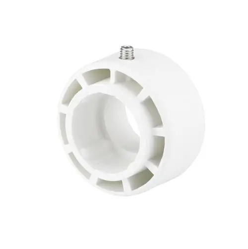 Weißer Adapter mit Innenbohrung, geeignet für Danfoss-Geräte. Er besitzt ein Gewinde an der Oberseite und eine strukturierte Außenseite zur besseren Handhabung.