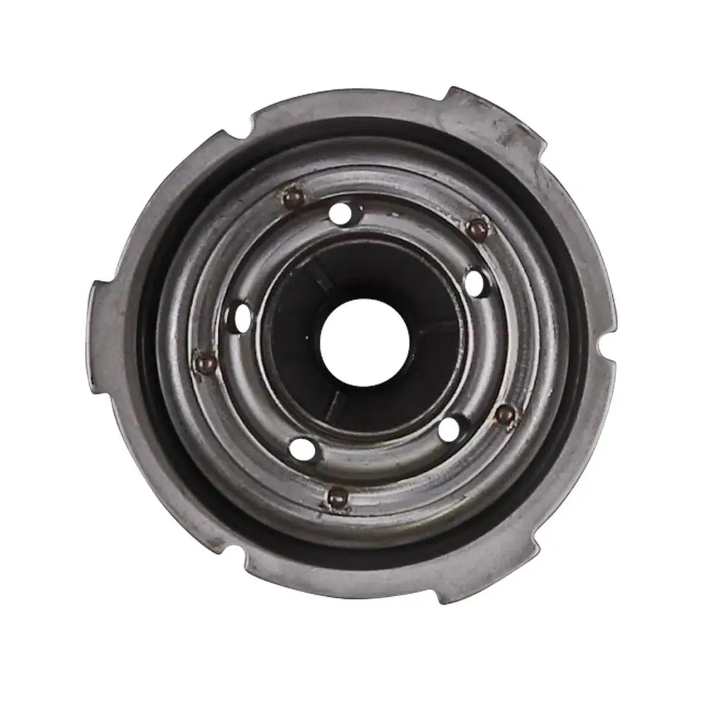 Rundes, metallisches Bauteil mit zentralem Loch und mehreren Bohrungen. Teil eines Grundfos Ersatzteil Kits, möglicherweise für Lageranwendungen.