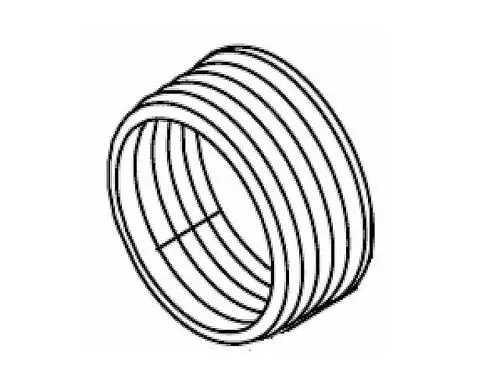 Schwarze Dichtung mit mehreren Rillen, die die Form eines Rings hat. Produkte von Grundfos zur Abdichtung von Zulauf in Hebeanlagen.