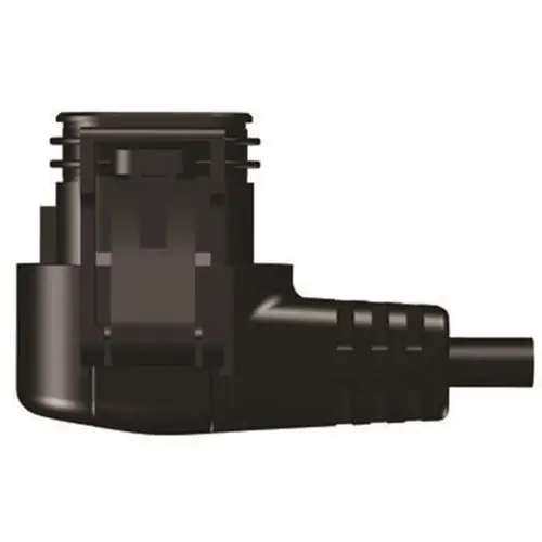 Winkelstecker mit Kabel, geeignet für die Verwendung mit Grundfos Umwälzpumpen. Das Design ermöglicht eine einfache Verbindung in engen Räumen.
