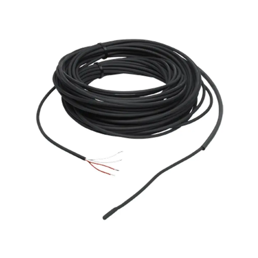 Schwarzes, dickes Kabel, aufgewickelt, mit zwei herausschauenden Drähten (rot und schwarz), geeignet für Anwendungen wie Grundfos Unterwasserpumpen.