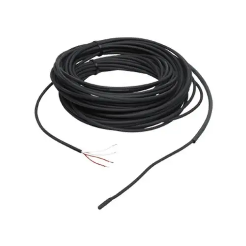 Schwarzes, dickes Kabel, aufgewickelt, mit zwei herausschauenden Drähten (rot und schwarz), geeignet für Anwendungen wie Grundfos Unterwasserpumpen.