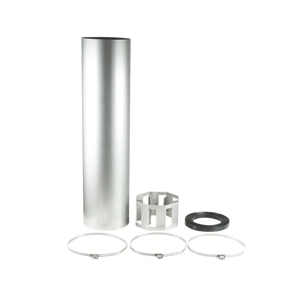 Aluminiumrohr mit Zubehörteilen, darunter Riegel, Dichtungen und Halterungen, für die Installation von Grundfos Unterwasserpumpen.