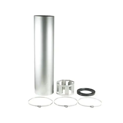 Aluminiumrohr mit Zubehörteilen, darunter Riegel, Dichtungen und Halterungen, für die Installation von Grundfos Unterwasserpumpen.