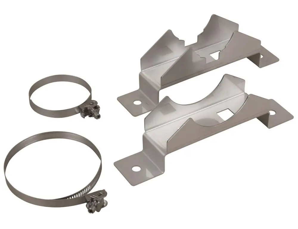 Grundfos Zubehörset bestehend aus zwei Metall-Auflageschellen und zwei Klemmringen, geeignet für die Befestigung von Unterwasserpumpen.