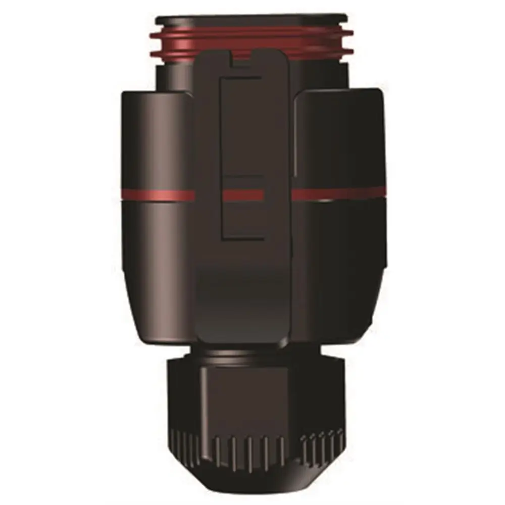 Grundfos Zubehör für Umwälzpumpen. Produkt in schwarzer Kunststofffarbe mit rotem Akzent und Gewindeanschluss, geeignet für Pumpenmontage.