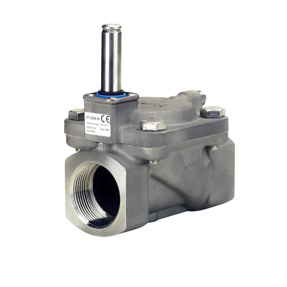 Eckventilgehäuse aus Edelstahl mit Verbindung für G 1 1/2. Das Produkt kann in Anlagen von Danfoss eingesetzt werden.
