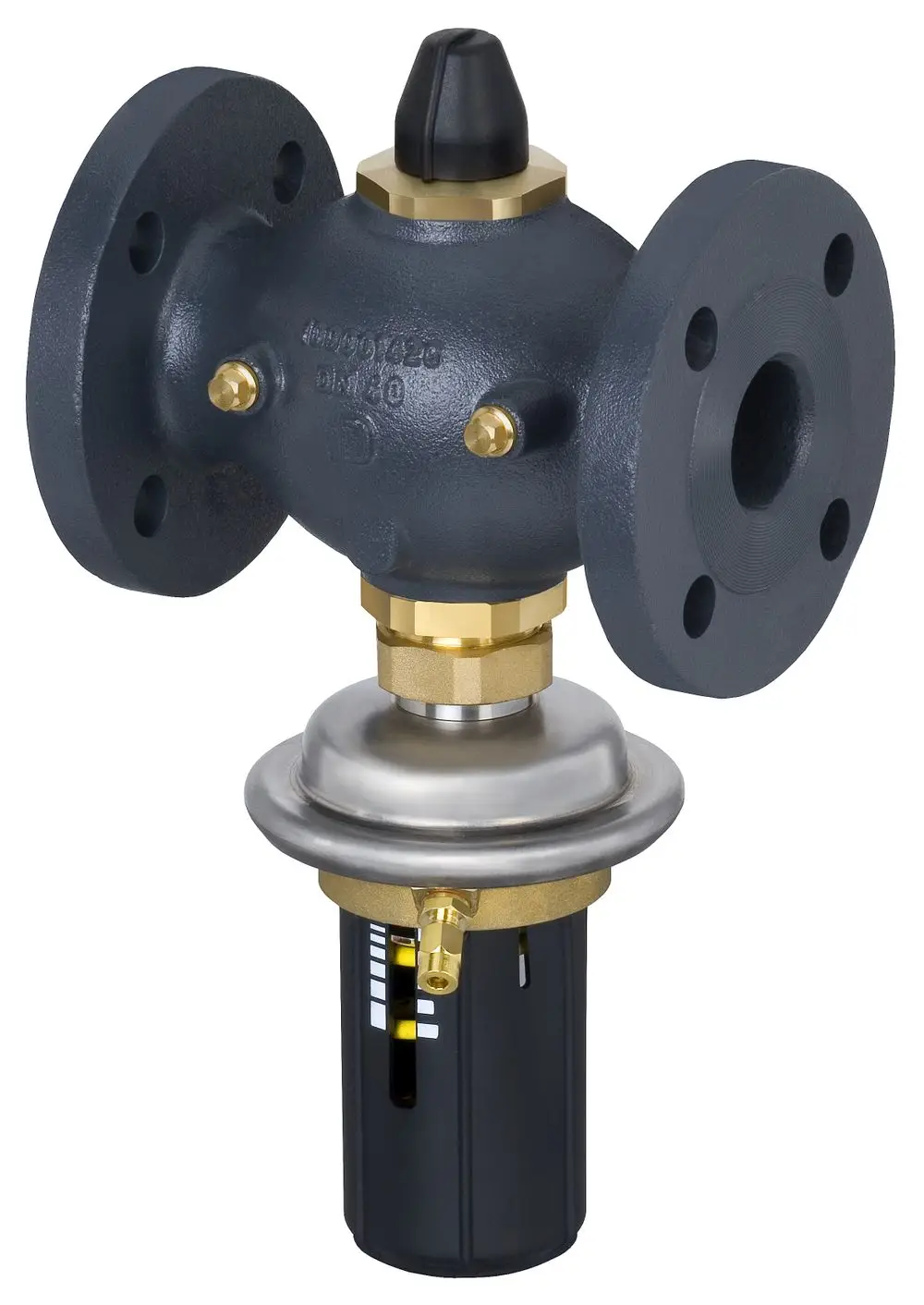 Danfoss Druckregelventil mit Flanschen, das zur Druckregulierung und Durchflussbegrenzung in Rohrsystemen dient. Das Gerät hat eine robuste Bauweise aus Metall.