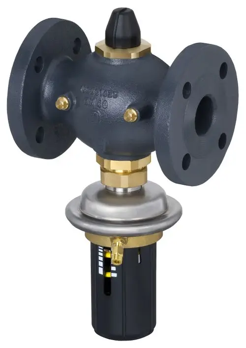 Danfoss Druckregelventil mit Flanschen, das zur Druckregulierung und Durchflussbegrenzung in Rohrsystemen dient. Das Gerät hat eine robuste Bauweise aus Metall.