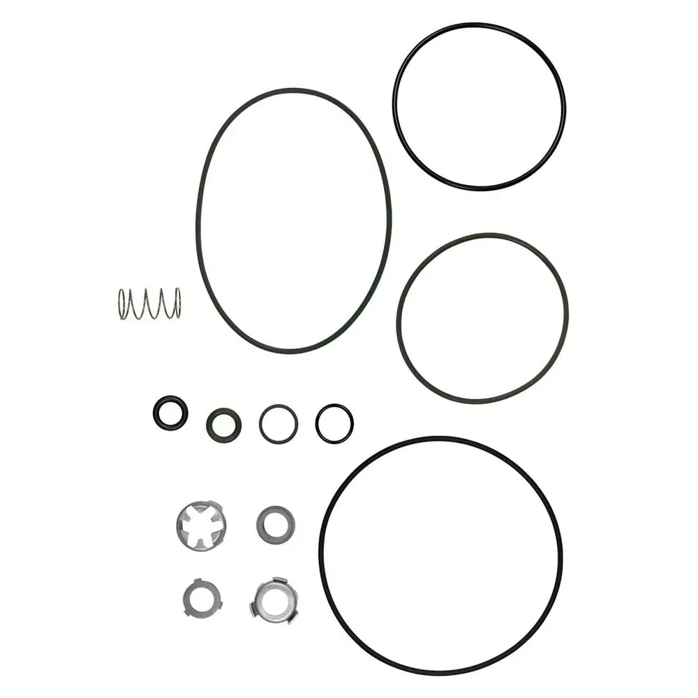 Ersatzteil-Kit von Grundfos mit verschiedenen O-Ringen, einer Feder und zwei Halterungen, geeignet für Gleitringdichtungen in Pumpensystemen.