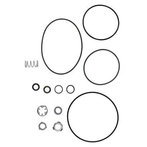 Ersatzteil-Kit von Grundfos mit verschiedenen O-Ringen, einer Feder und zwei Halterungen, geeignet für Gleitringdichtungen in Pumpensystemen.