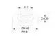 Flanschartiges Verbindungselement von Grundfos mit zentralem Loch, vier Montagebohrungen und Maßangaben für Durchmesser sowie Gewinde, zur Verwendung in Umwälzpumpensystemen.