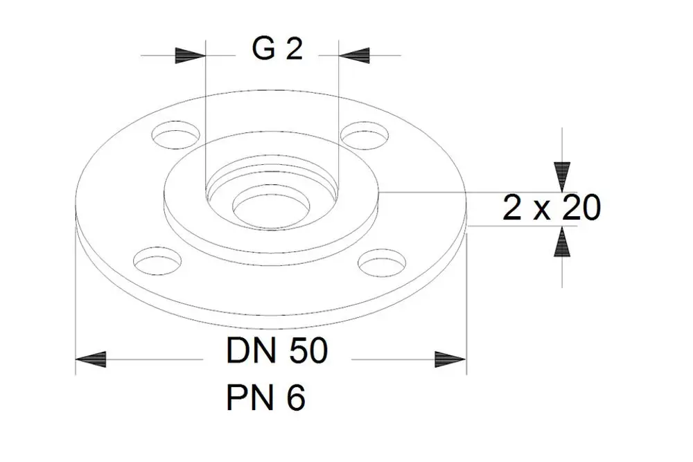 Flanschstück mit zylindrischer Form, mehreren Bohrungen zur Befestigung. Geeignet für die Verwendung mit Grundfos Umwälzpumpen.
