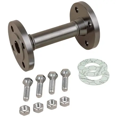 Adapterflansch von Grundfos für Trockenläuferpumpen, mit zwei Flanschen und Montageschrauben sowie Dichtungen. Schmuckteile aus Metall.