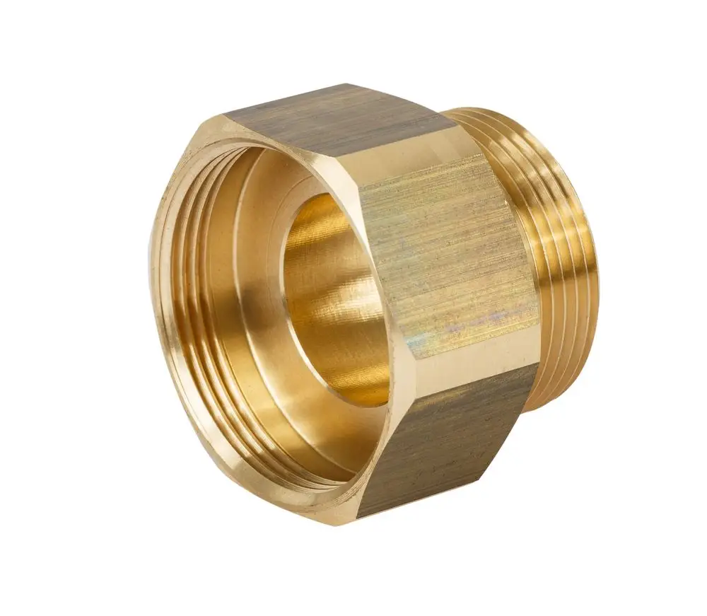 Adapter aus Messing mit Innen- und Außengewinde. Funktioniert mit Danfoss Ventilen für sichere Rohrverbindungen. Klar definierte Form zur einfachen Montage.