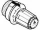 Fühlerelement von Danfoss mit drehbarem Einstellring, markiert von 2 bis 5, für Temperaturregelung in Heizungsanwendungen.