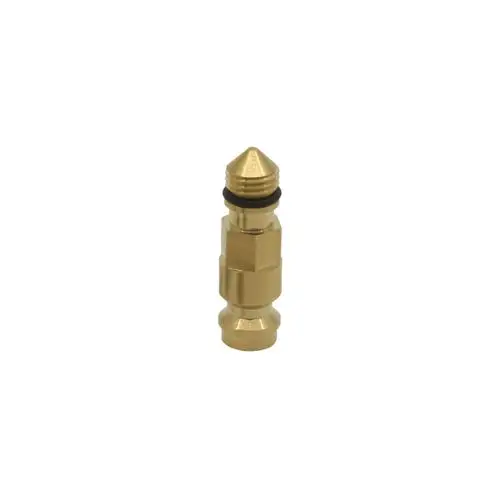 Messnippel aus Messing mit konischer Spitze und O-Ring, geeignet für den Einsatz mit Danfoss-Systemen. Produkt wirkt stabil und funktional.