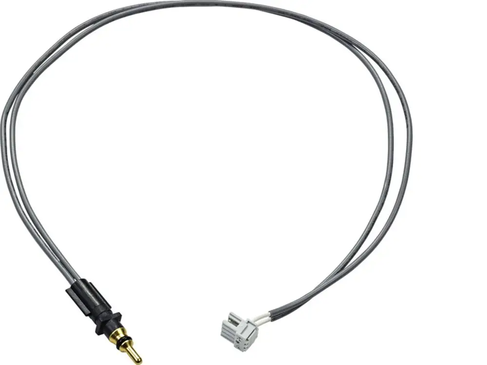 Temperaturfühler mit einem schwarzen Stecker und einem weißen Anschluss. Teil von Stiebel Eltron Produkten, geeignet für Verwendung in Heizsystemen.