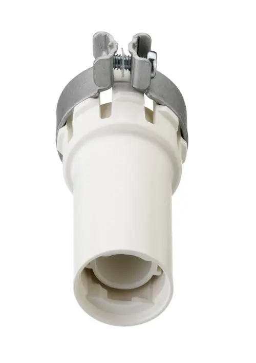Adapter zum Anschluss eines Ferneinstellelements an ein RAVL-Gehäuse, hergestellt von Danfoss, mit einem weißen Kunststoffkörper und einer Metallklemmschraube.