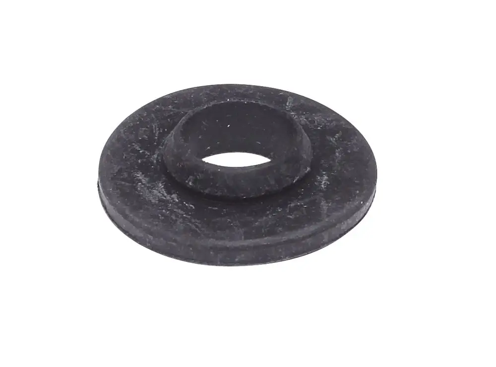 Schwarze Dichtung aus Gummi mit zentralem Loch, geeignet für den Einsatz in Sanitär- und Heizsystemen, hergestellt von Danfoss.