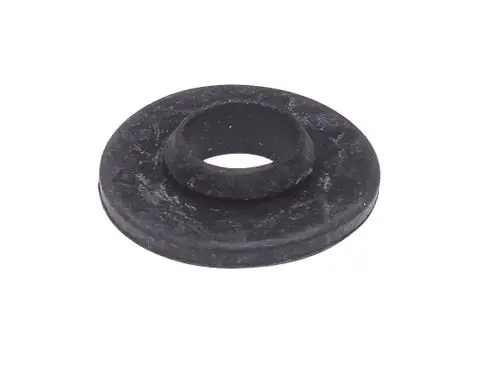 Schwarze Dichtung aus Gummi mit zentralem Loch, geeignet für den Einsatz in Sanitär- und Heizsystemen, hergestellt von Danfoss.