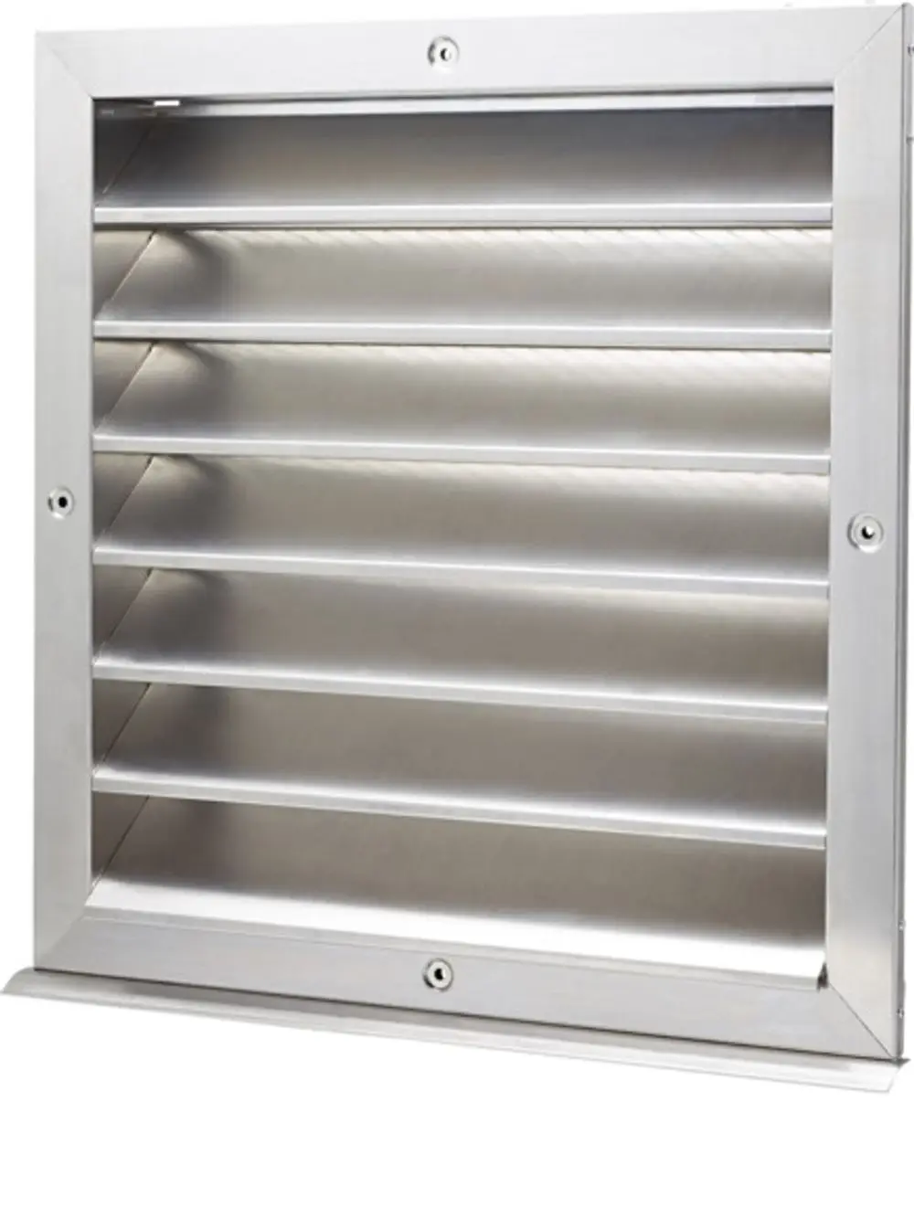 Wetterschutzgitter aus Metall mit horizontalen Lamellen. Geeignet für die Verwendung mit Stiebel Eltron Produkten zur Belüftung und Wetterabschottung.