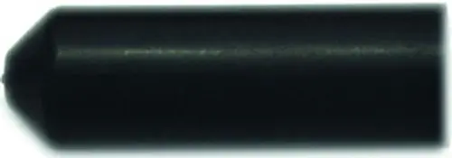 Schwarzes Heizband mit Endabschluss, geeignet für Schrumpftechnik, abgebildet in gerader Form. Produkt von Danfoss.