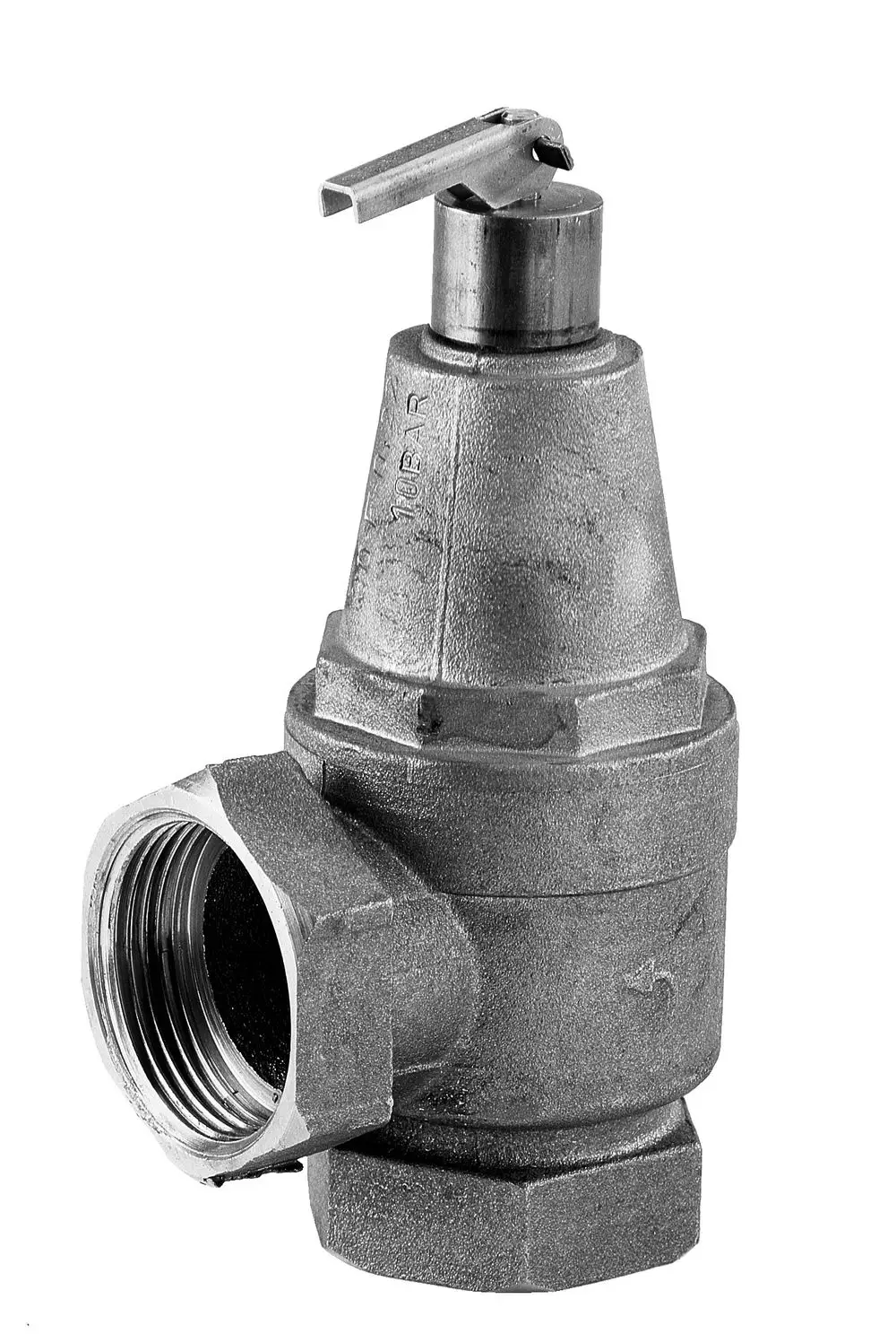 Vollhubsicherheitsventil aus Metall mit Auslassanschluss, geeignet für Wilo-Anwendungen, zeigt Mechanismus zur Druckentlastung.