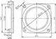 Blindflansch mit quadratischem Design und runder Öffnung, gefertigt von Wilo, mit sichtbaren Maßeinheiten und Befestigungslöchern.