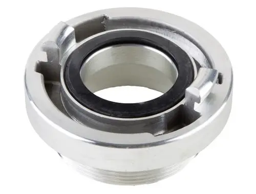 Storz C-Festkupplung mit Außengewinde und Gummidichtung, aus Metall, geeignet für Wilo-Systeme. Klar strukturiertes Design mit Einstecköffnung.