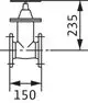 Technische Zeichnung eines mechanischen Absperrschieber mit Flanschverbindungen, hergestellt von Wilo. Maße und Details sind schrittweise in der Darstellung abgebildet.