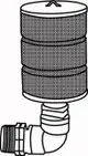 Ansaug-Feinfilter von Wilo mit einem zylindrischen Filterelement und einem abgewinkelten Anschluss. Geeignet zur Filterung von Flüssigkeiten in verschiedenen Anwendungen.