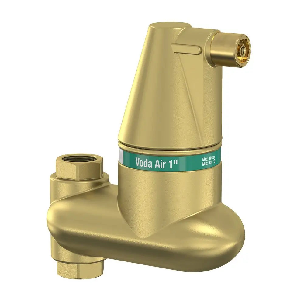 Luftzerleger mit Anschluss für Luft- oder Wasserversorgung, gefertigt von Wilo. Das Gerät hat eine goldene Oberfläche und verschiedene gewindebasierte Anschlüsse.
