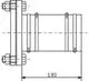 Mechanisches Zubehör, Flanschstutzen mit zwei Schraubverbindungen, geeignet für Rohranschlüsse. Produkt von Wilo. Technische Zeichnung mit Maßangaben.