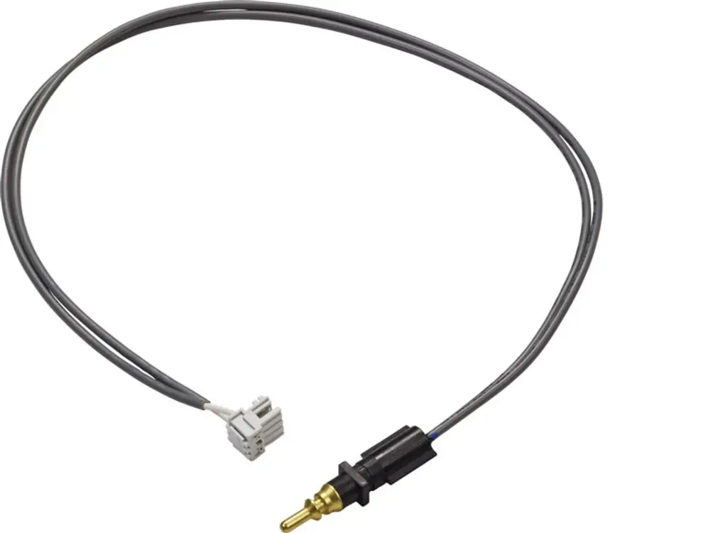 Temperaturfühler mit Kabel und Steckverbindung, verwendet in Stiebel Eltron Produkten für die Temperaturmessung. Das Ende ist mit einem Metallstift ausgestattet.