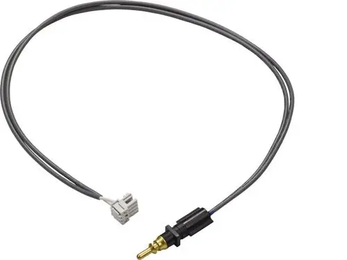 Temperaturfühler mit Kabel und Steckverbindung, verwendet in Stiebel Eltron Produkten für die Temperaturmessung. Das Ende ist mit einem Metallstift ausgestattet.