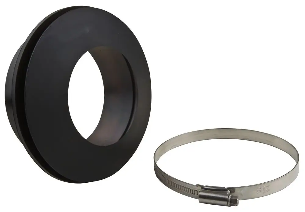 Schwarze Dichtung für Montageanwendungen mit einem Edelstahlband zur Befestigung. Zubehörteil von Wilo, geeignet für verschiedene Installationen.