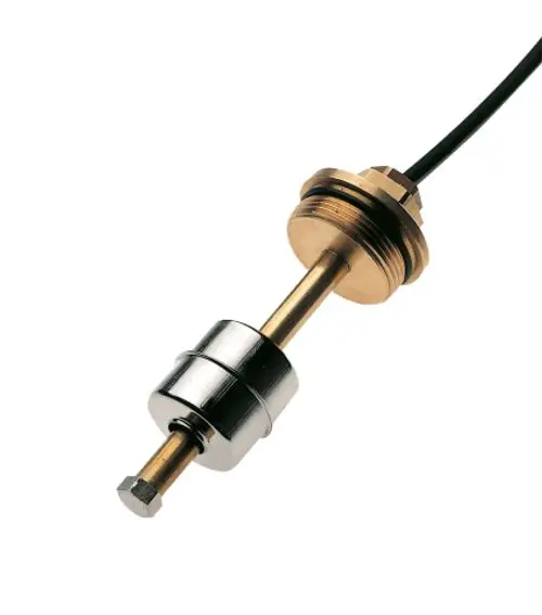 Überlauf-Alarmgeber von Wilo mit einem sensiblen Detektionsmechanismus, der für die Überwachung von Nachspeisungen eingesetzt wird. Metallische Bauweise mit Kabelanschluss.