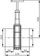 Schematische Darstellung eines Montagezubehörs für einen Absperrschieber, inklusive Abmessungen. Wilo ist als Hersteller erkennbar.