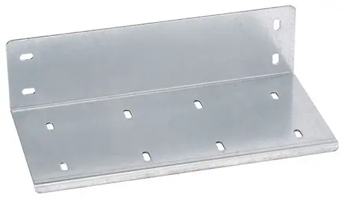 Verchromte Wandkonsole aus Metall mit mehreren Löchern zur Montage, geeignet für mechanisches Zubehör von Wilo.