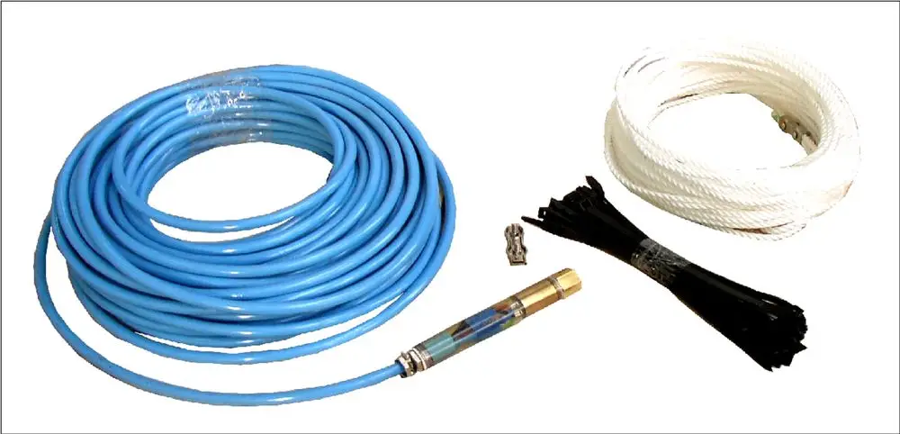 Motorkabel in Blau und Weiß, standardisierte Anschlüsse, Zubehörteil, geeignet für unterschiedliche Anwendungen, möglicherweise von der Marke Wilo.