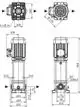 Hochdruck-Kreiselpumpe von Wilo, dargestellt in mehreren Ansichten, inklusive Abmessungen und Anschlussdetails, für technische Anforderungen.