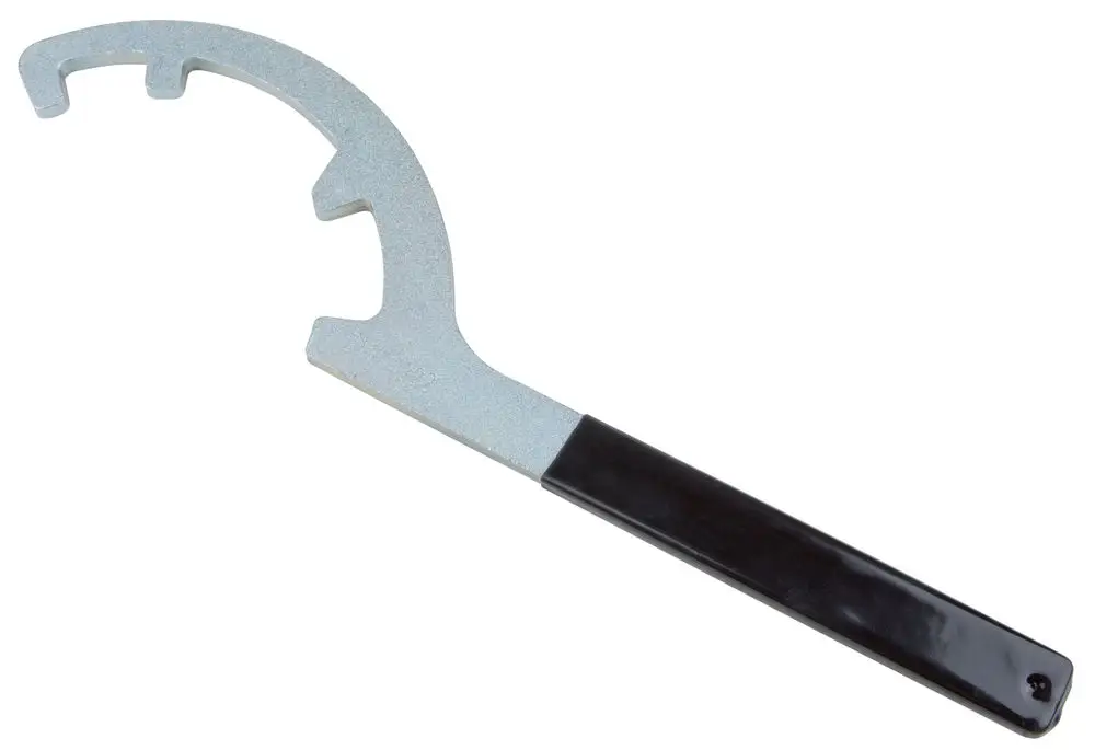 Kupplungsschlüssel aus Metall mit einem gebogenen Ende und einem schwarzen Griff, geeignet für Wilo Storz A, B und C Kupplungen.