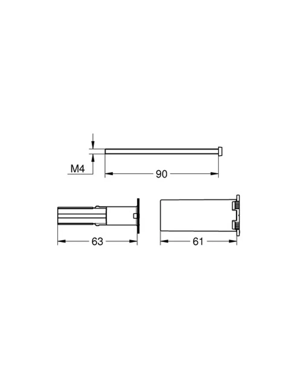 Verlängerungselement aus Metall mit verdecktem Profil, geeignet für Thermostat-Fertigset. Produkt von Grohe, Maße nicht spezifiziert.