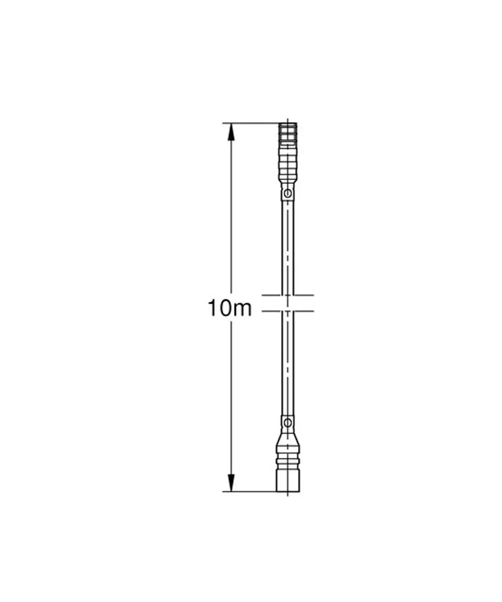 Langes Kabel mit zwei Steckverbindern an den Enden, Abbildung zeigt eine schematische Darstellung eines Grohe Verlängerungskabels. Klare Maßangabe von 10 m.