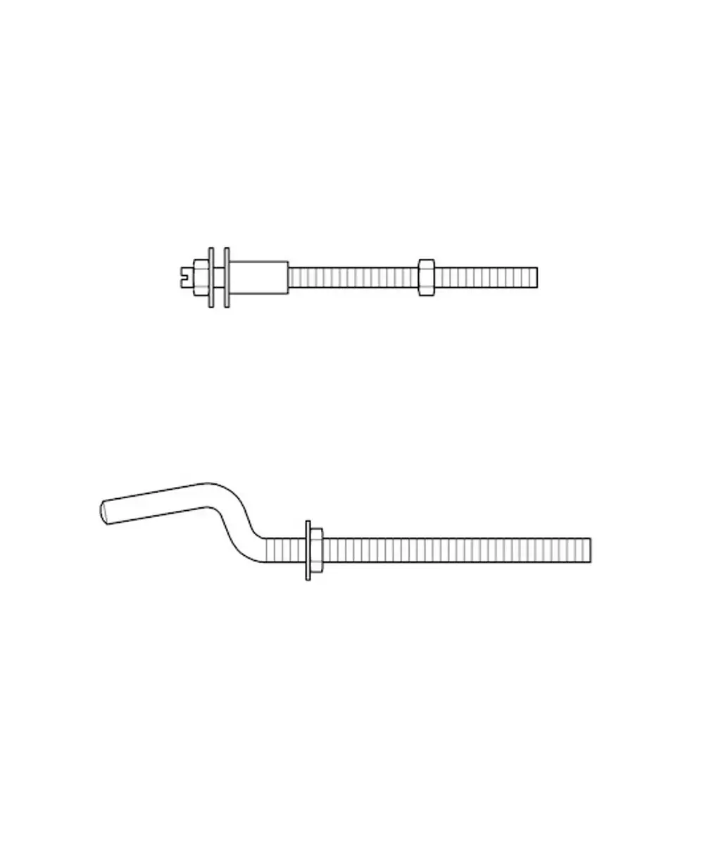 GROHE Umrüstsatz mit zwei Rohren, eines gerade und eines gebogen, zur Montage einer Abdeckplatte. Detailzeichnung ohne spezifische Maße.