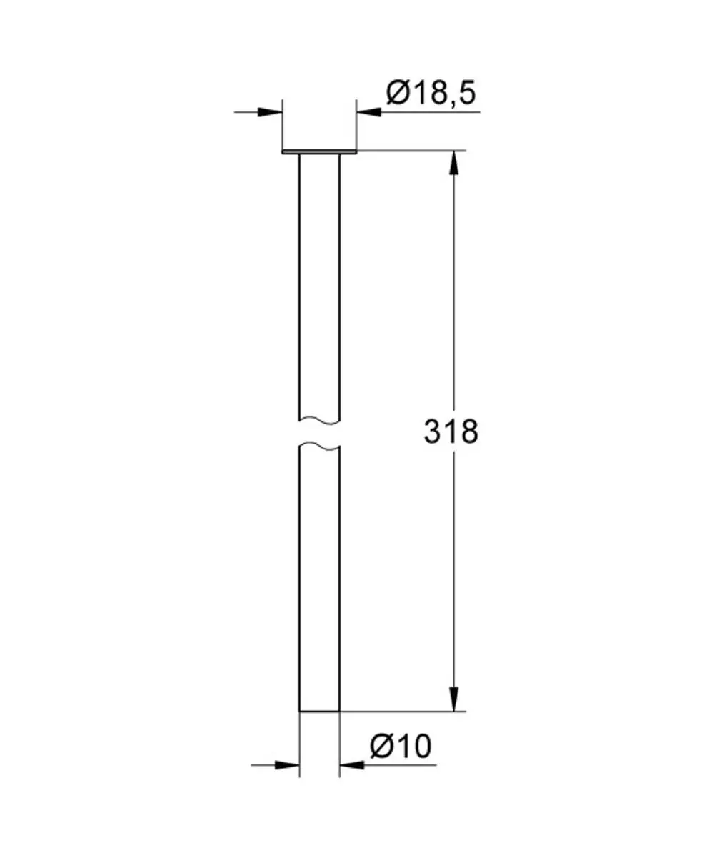 Technisches Diagramm eines Röhrenelements mit unterschiedlichen Durchmessern. Marke Grohe ist dargestellt. Maße sind im Bild klar erkennbar.